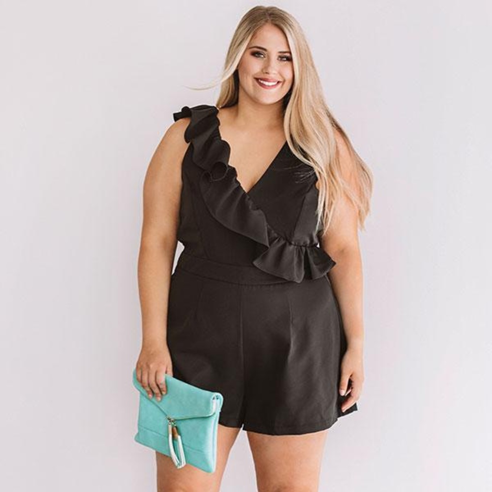 Off Broadway Black Ruffle Romper